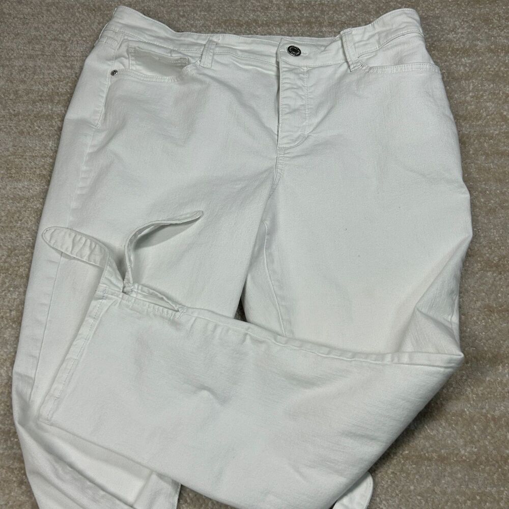 St Johns Bay Jeans‎ Womens 16 White Skinny Leg Ankle Tie Stretch Cotton Blend